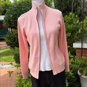 L.L. Bean Pink Zip Cardigan Sweater